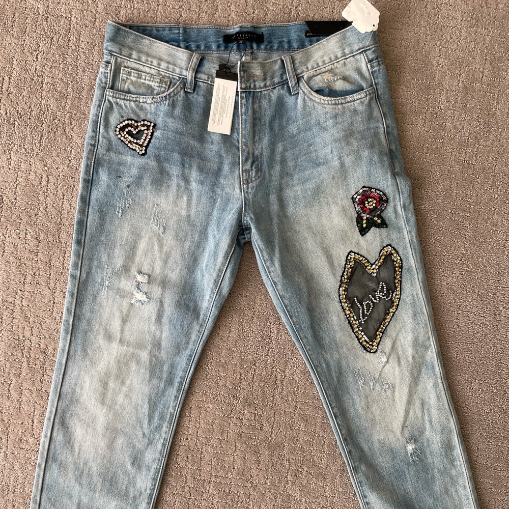 sanctuary slim boyfriend jeans with patches
